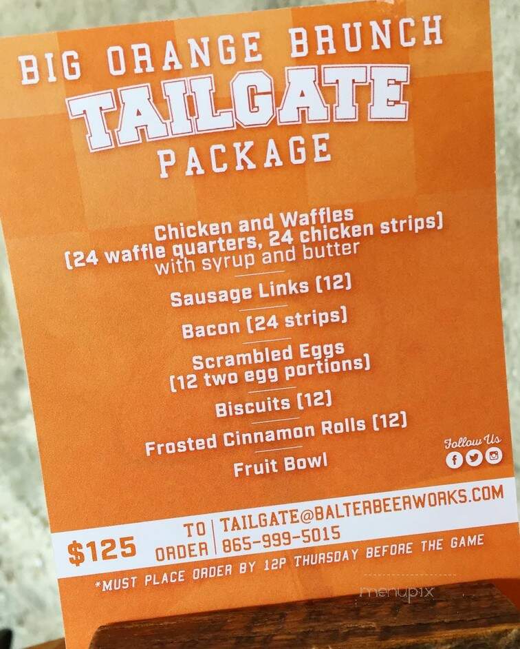 Balter Beerworks - Knoxville, TN menu_pic