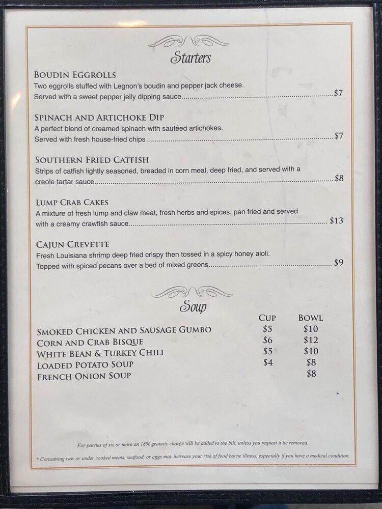 Beau Soleil Cafe - New Iberia, LA menu_pic