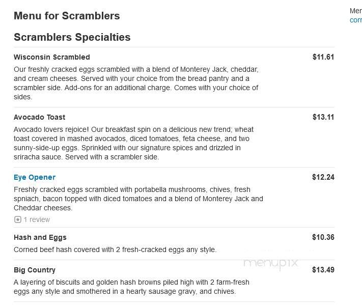 Scrambler Marie's - Maumee, OH menu_pic