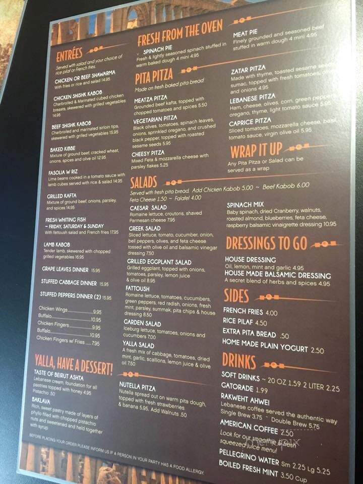 Yalla! Grill - Methuen, MA menu_pic