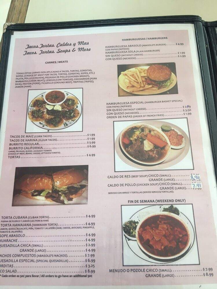 Abasolo Restaurant & Seafood - Houston, TX menu_pic