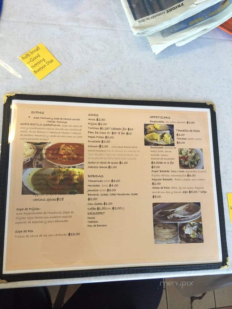 Avila's Tipico Honduras Restaurante - Tampa, FL menu_pic