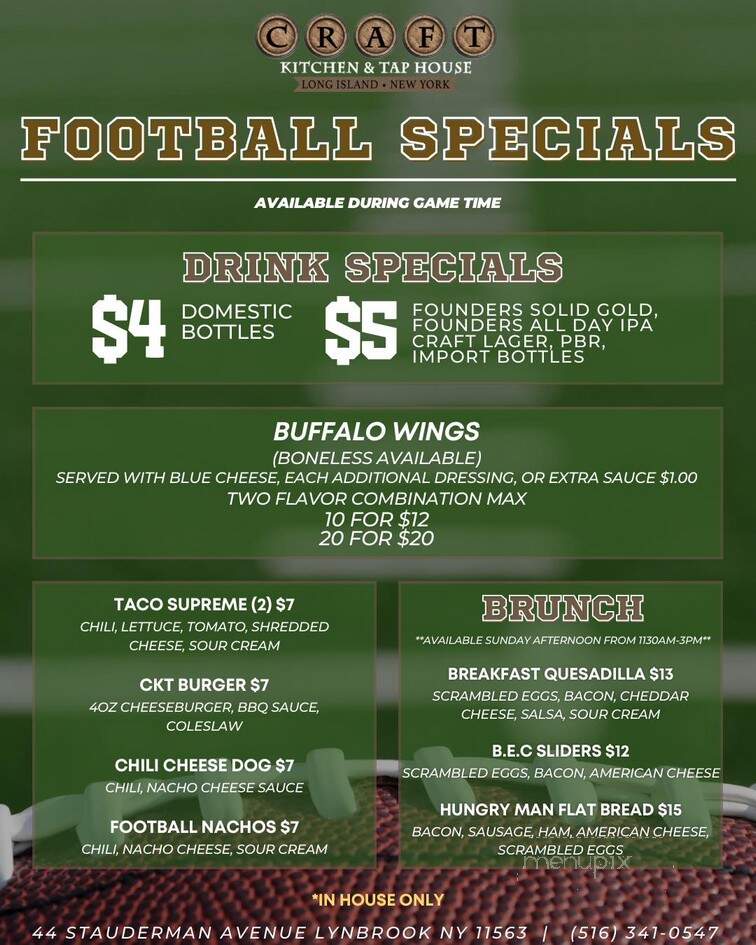 Craft Kitchen and Taphouse - Lynbrook, NY menu_pic