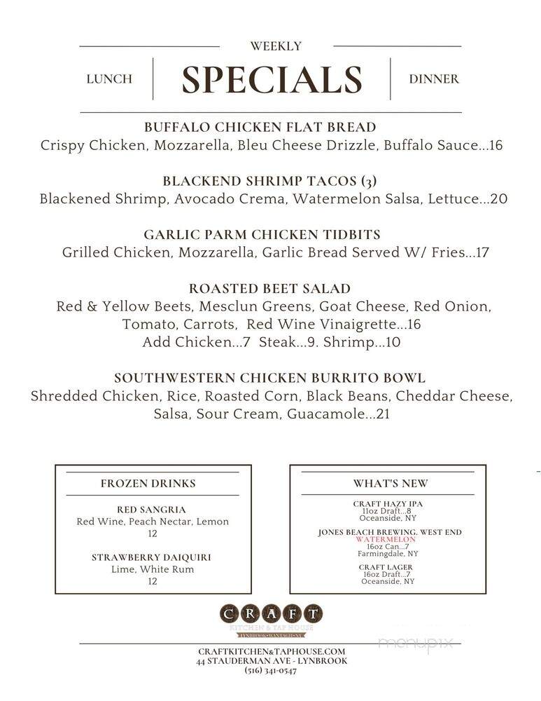 Craft Kitchen and Taphouse - Lynbrook, NY menu_pic