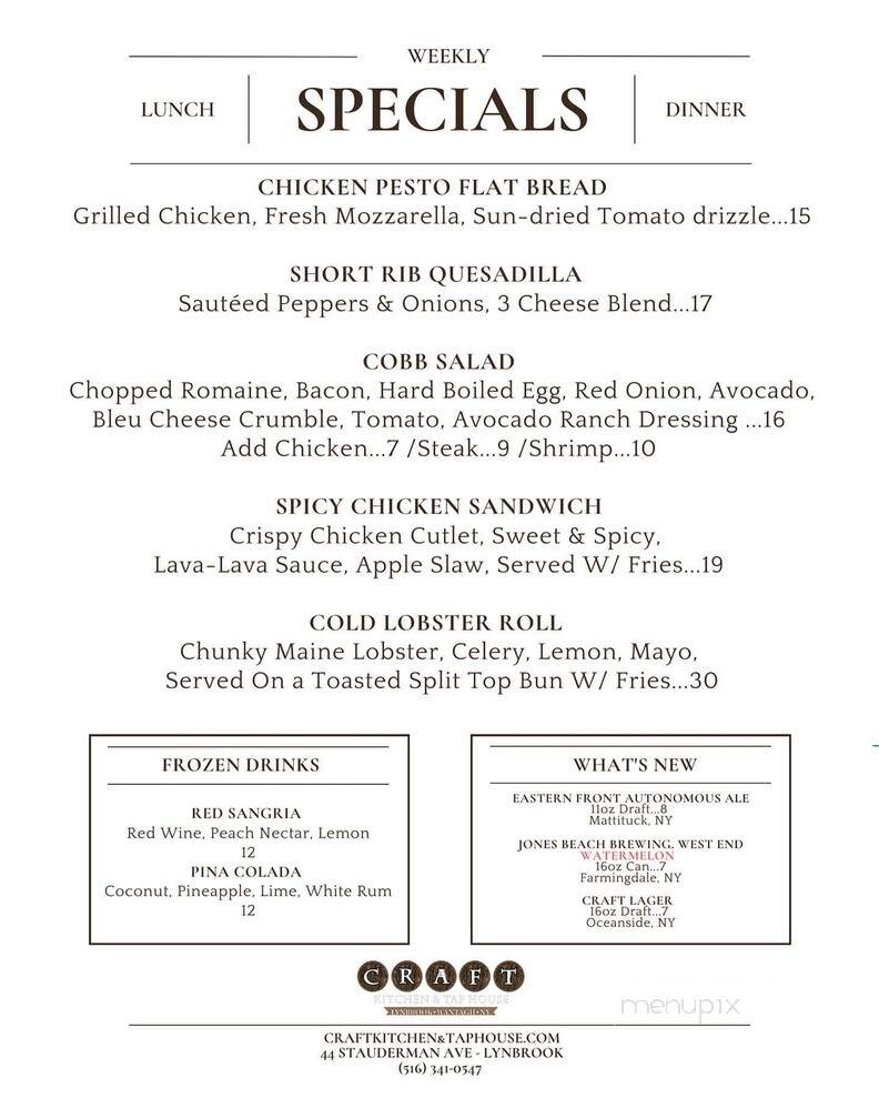 Craft Kitchen and Taphouse - Lynbrook, NY menu_pic