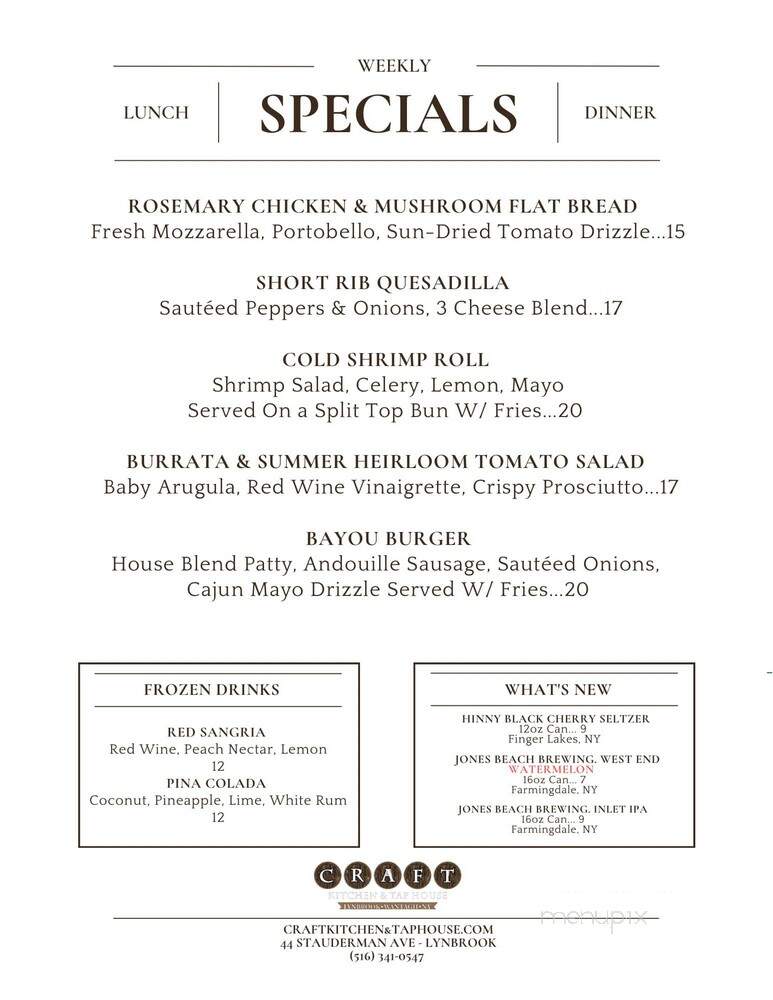 Craft Kitchen and Taphouse - Lynbrook, NY menu_pic