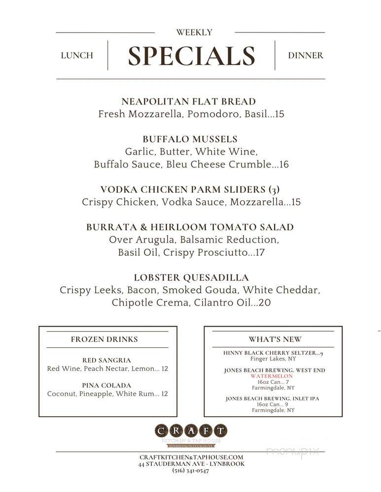 Craft Kitchen and Taphouse - Lynbrook, NY menu_pic