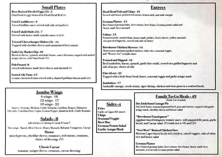 Twisted Spur Brewing - Columbia, SC menu_pic