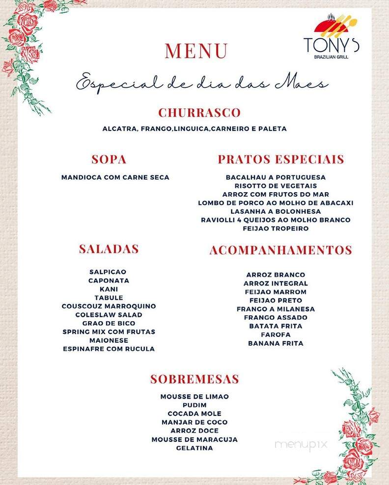 Tony's Brazilian Grill - Orlando, FL menu_pic