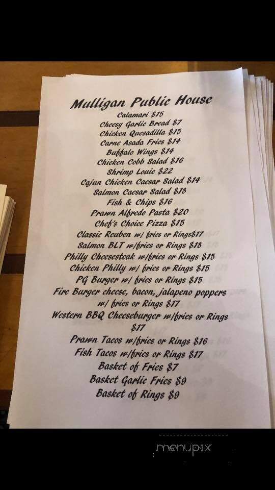 Mulligan Public House - Carmel-by-the-Sea, CA menu_pic