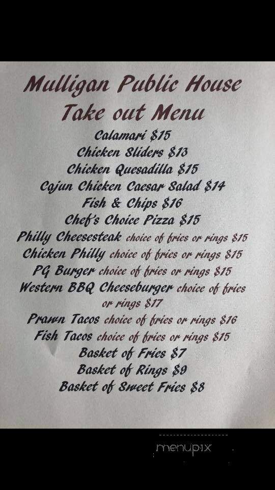 Mulligan Public House - Carmel-by-the-Sea, CA menu_pic