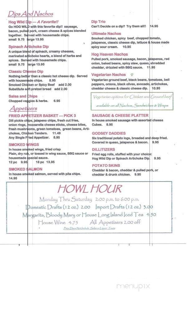 Godsey's Grill Songbird - Jonesboro, AR menu_pic