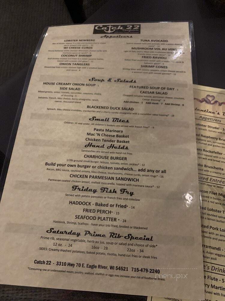 Catch 22 - Eagle River, WI menu_pic