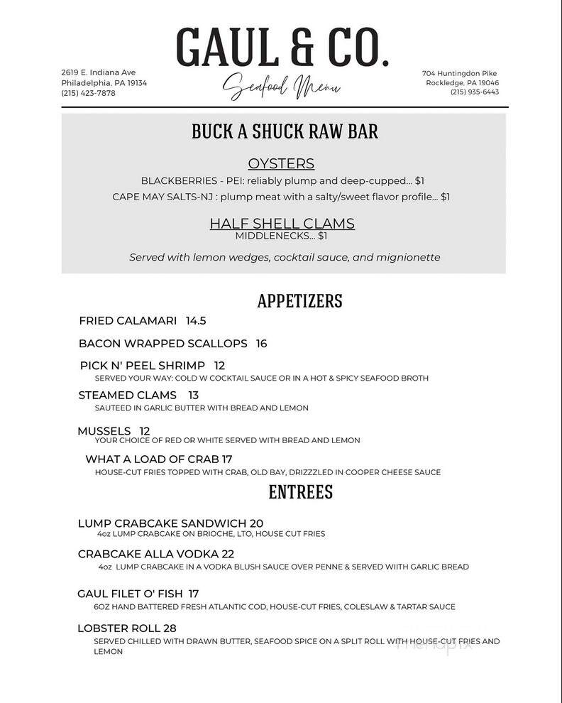 Gaul & Co. Malthouse - Philadelphia, PA menu_pic