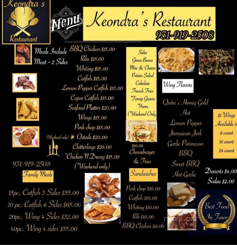 Keondra's Restaurant - Clarksville, TN menu_pic