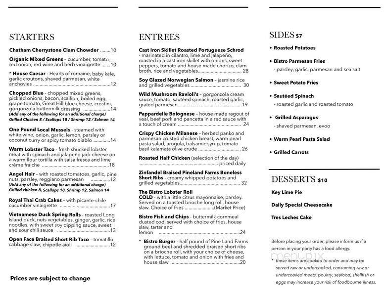 Chatham Raw Bar - Chatham, MA menu_pic