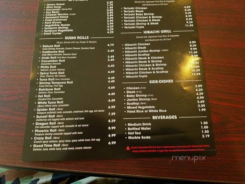 Sakura Hibachi Express - Carlisle, PA menu_pic