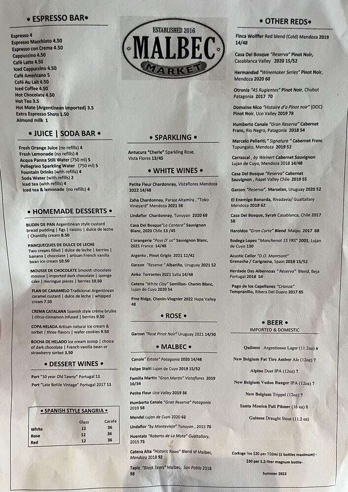 Malbec Market - Eagle Rock, CA menu_pic