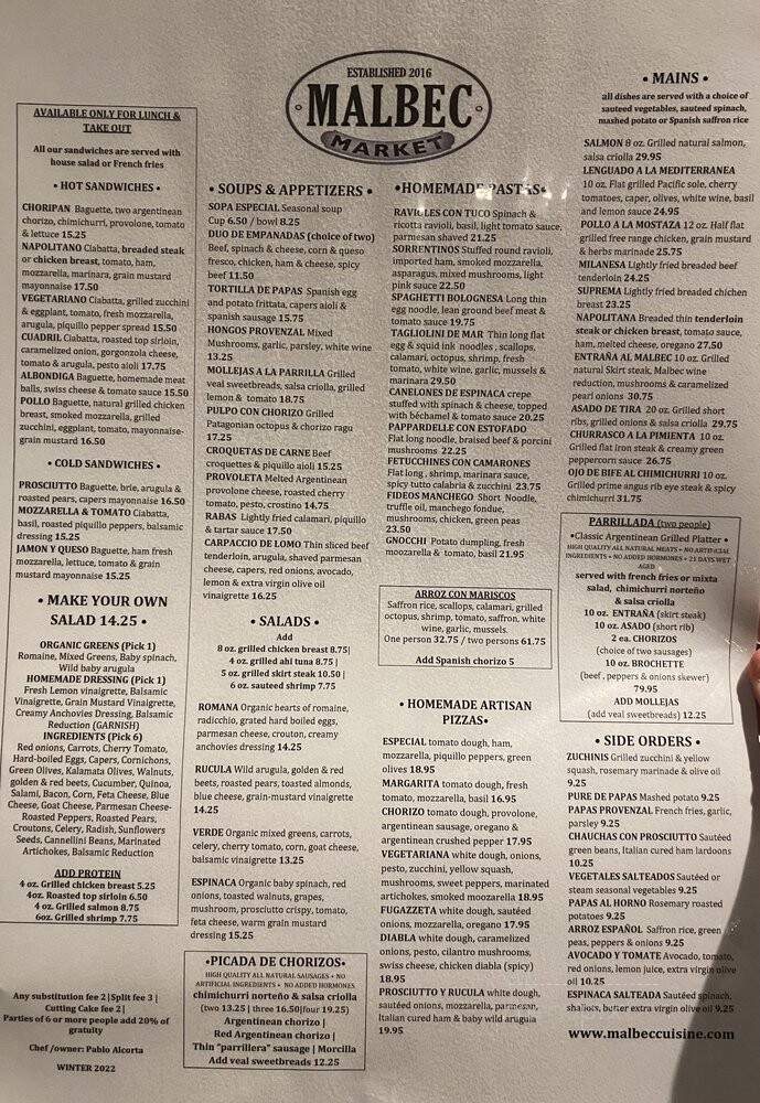 Malbec Market - Eagle Rock, CA menu_pic