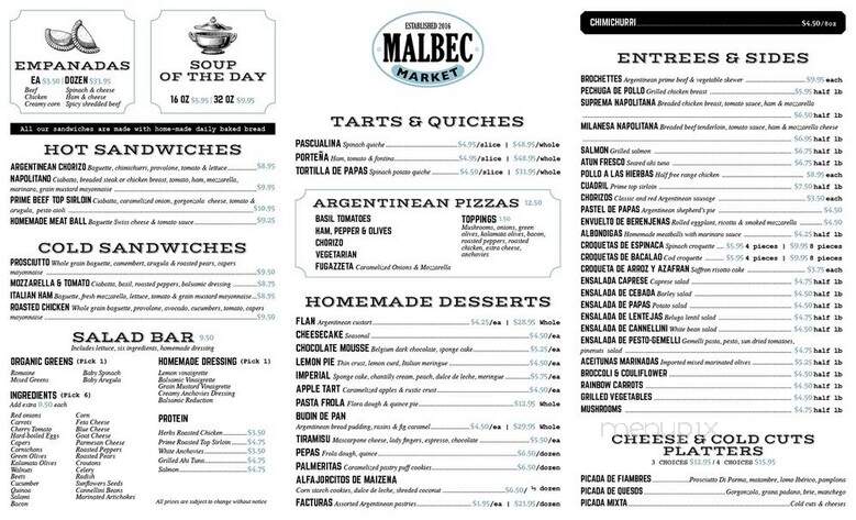Malbec Market - Eagle Rock, CA menu_pic