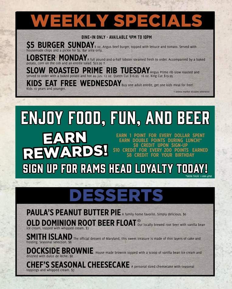 Ram's Head Dockside - Glen Burnie, MD menu_pic