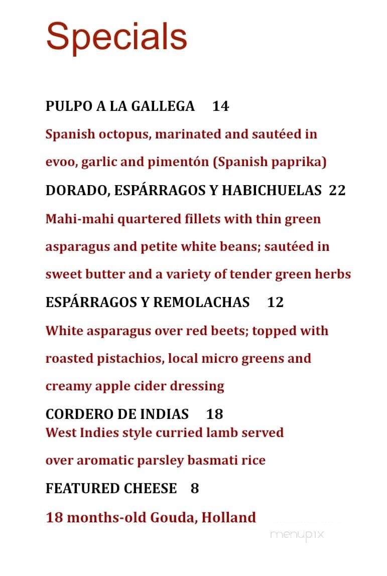 Rojo Tapas and Wine - Tivoli, NY menu_pic
