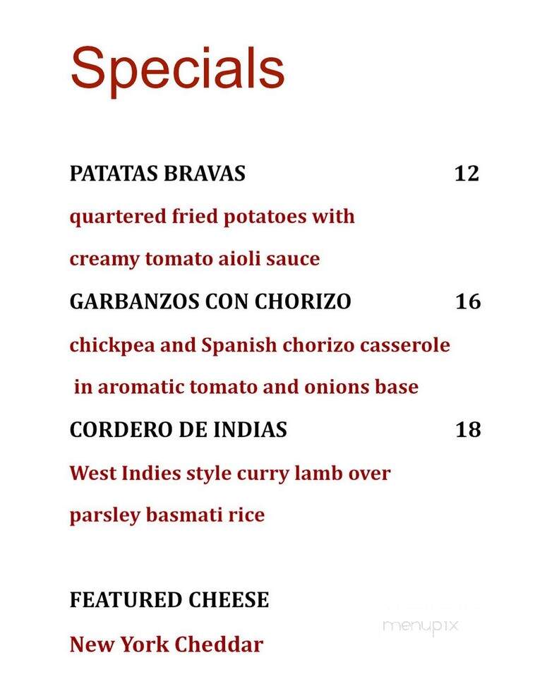 Rojo Tapas and Wine - Tivoli, NY menu_pic