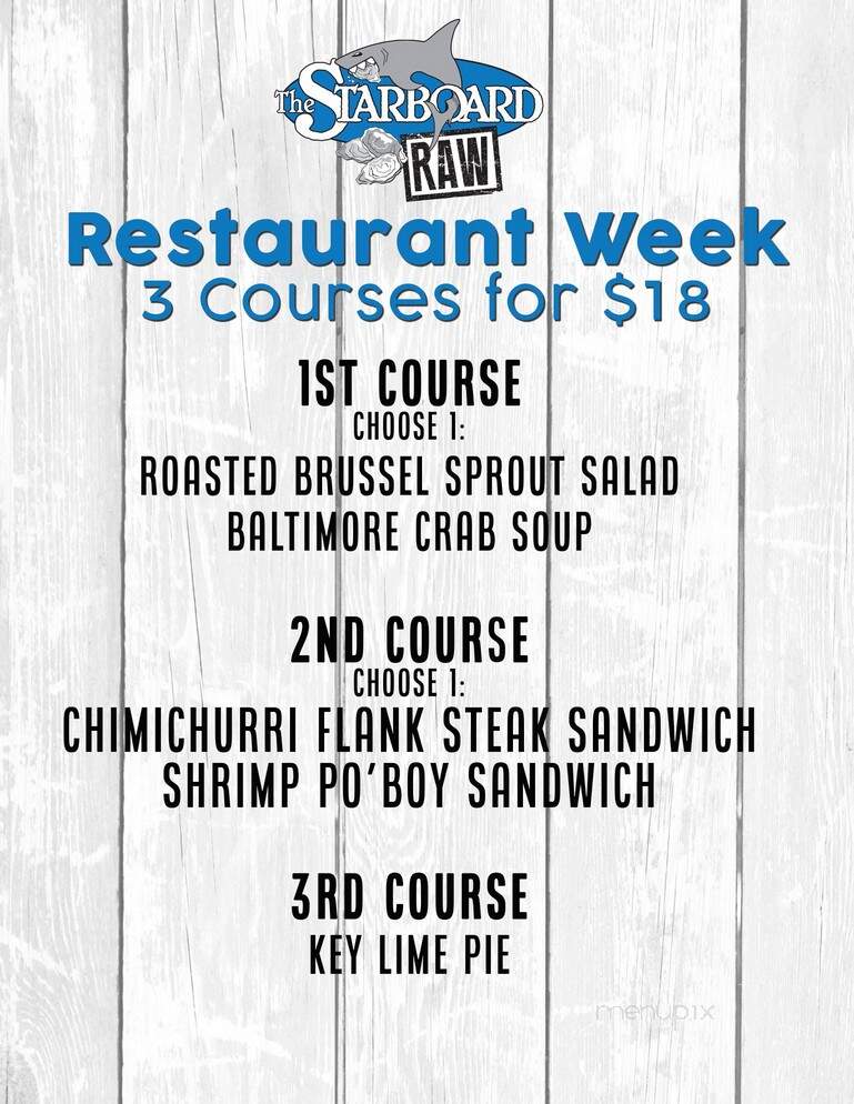 Starboard Raw - Dewey Beach, DE menu_pic