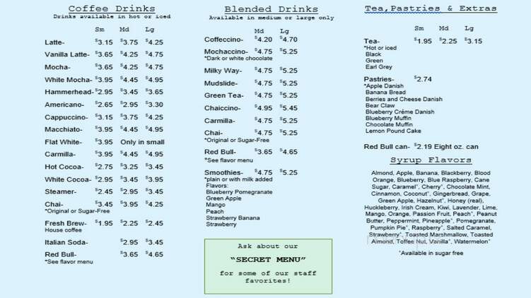 Smokin' Bean - Susanville, CA menu_pic