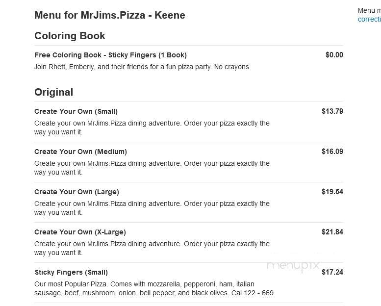 Mr. Jims Pizza - Keene, TX menu_pic