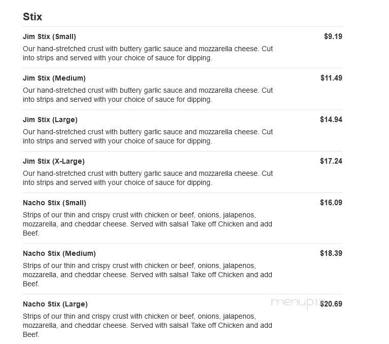Mr. Jims Pizza - Keene, TX menu_pic
