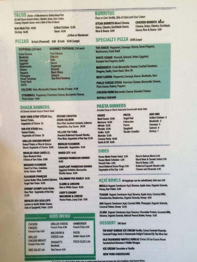 The Shack - Beach Haven, NJ menu_pic