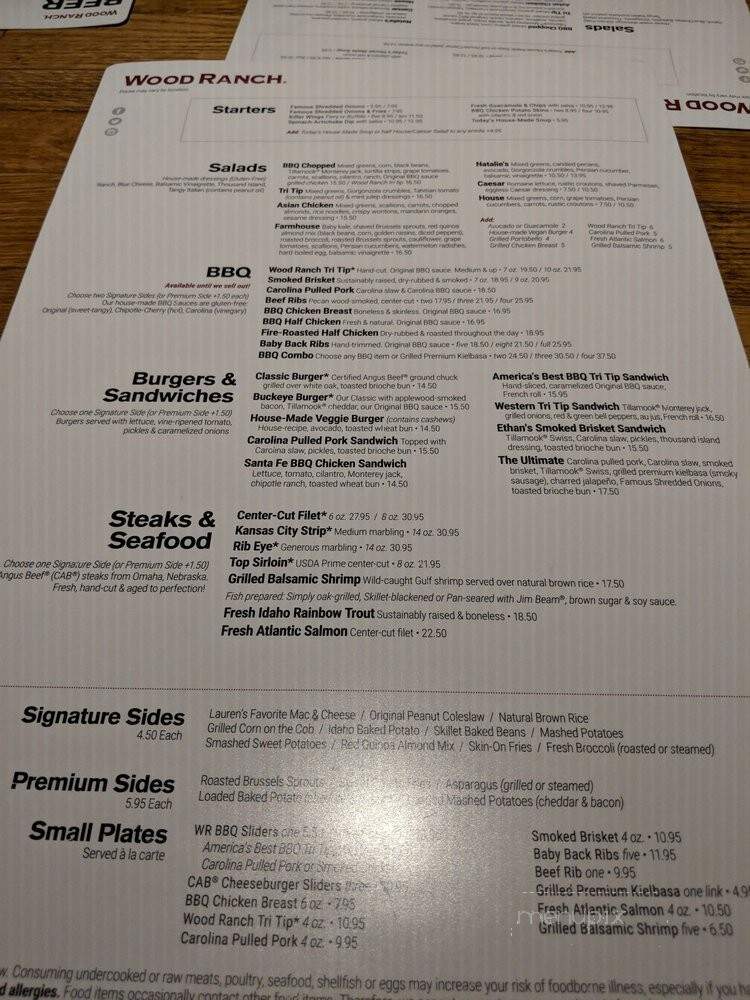 Wood Ranch BBQ & Grill - Burbank, CA menu_pic