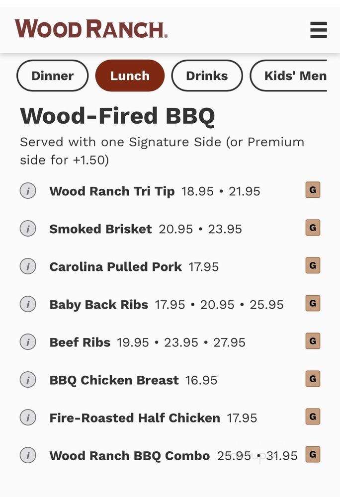 Wood Ranch BBQ & Grill - Burbank, CA menu_pic