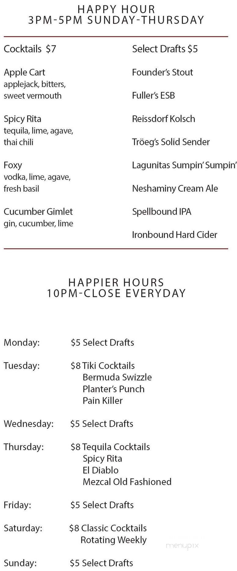 The Dinky Bar & Kitchen - Princeton, NJ menu_pic