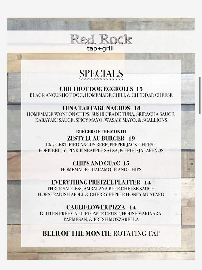 Red Rock Tap and Grill - Red Bank, NJ menu_pic