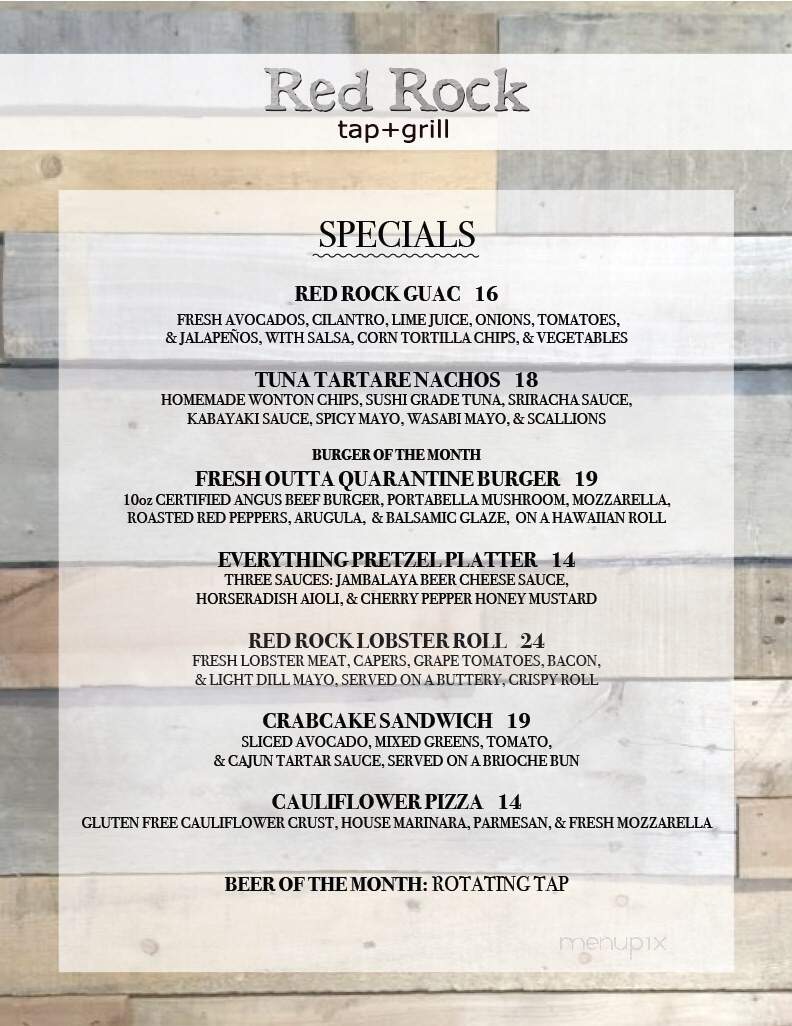 Red Rock Tap and Grill - Red Bank, NJ menu_pic