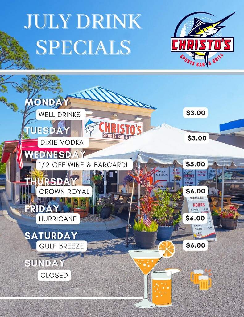 Christo's Sports Bar & Grill - Panama City, FL menu_pic