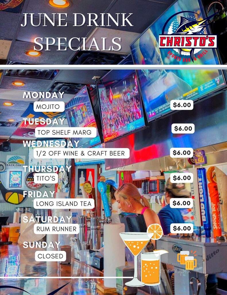 Christo's Sports Bar & Grill - Panama City, FL menu_pic