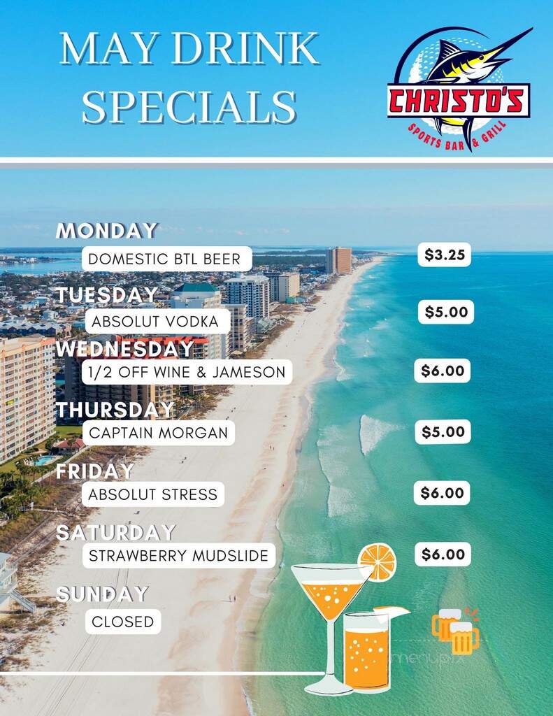 Christo's Sports Bar & Grill - Panama City, FL menu_pic