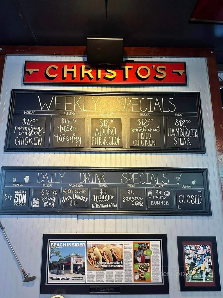 Christo's Sports Bar & Grill - Panama City, FL menu_pic