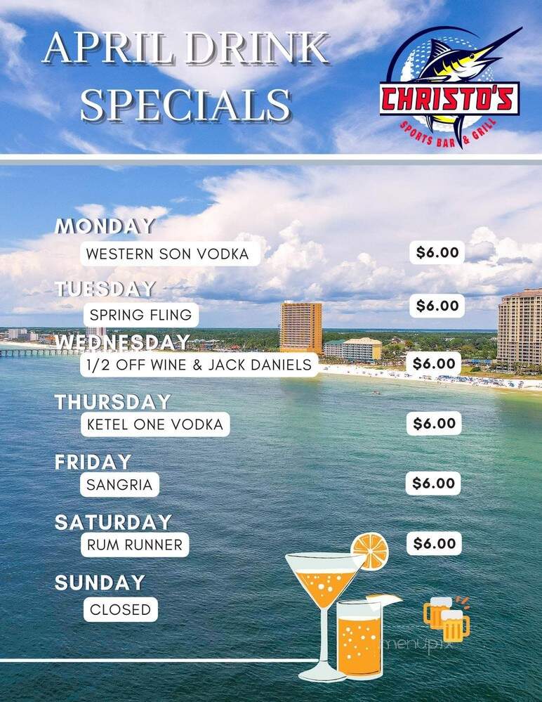 Christo's Sports Bar & Grill - Panama City, FL menu_pic