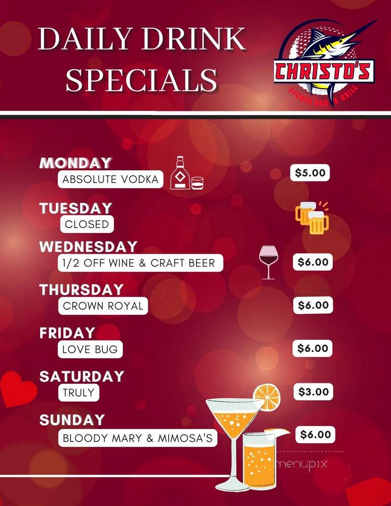Christo's Sports Bar & Grill - Panama City, FL menu_pic