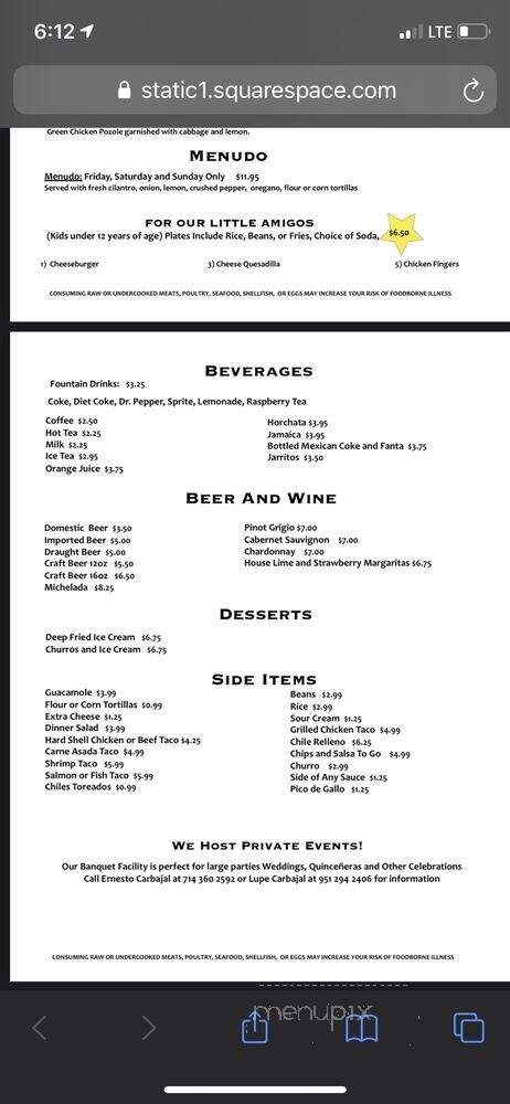 Habanero Mexican Grill - Riverside, CA menu_pic