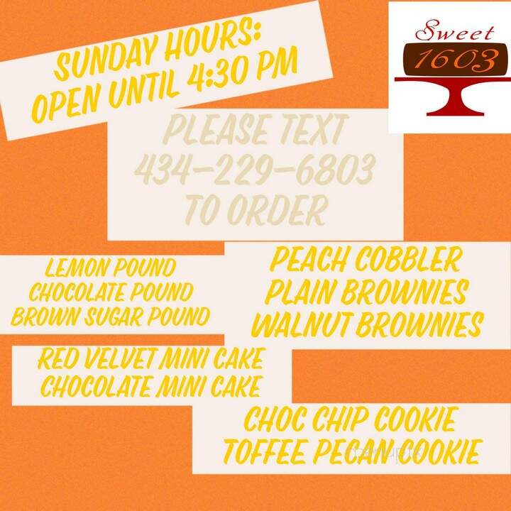 Sweet 1603 - Lynchburg, VA menu_pic