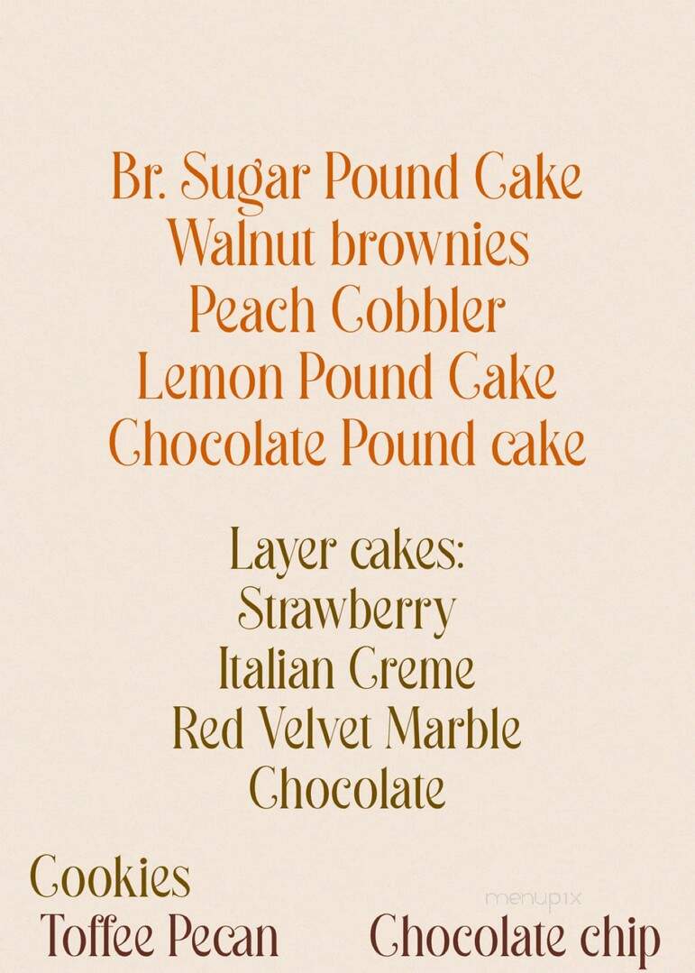 Sweet 1603 - Lynchburg, VA menu_pic