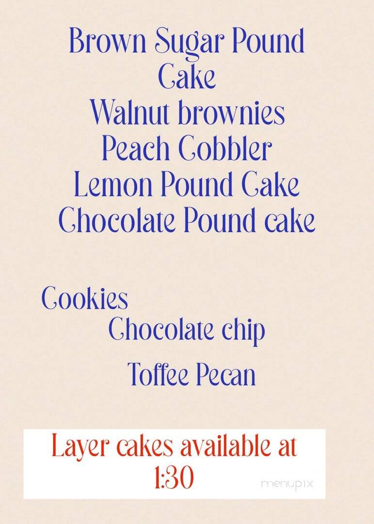 Sweet 1603 - Lynchburg, VA menu_pic