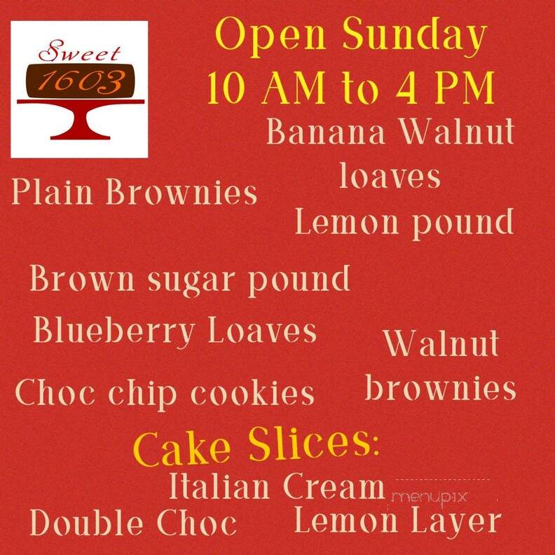 Sweet 1603 - Lynchburg, VA menu_pic