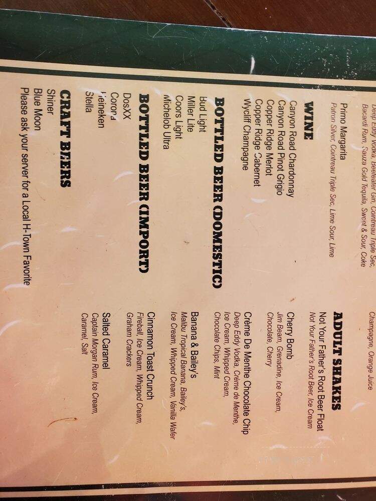 Hubcap Grill & Beer Yard - Houston, TX menu_pic