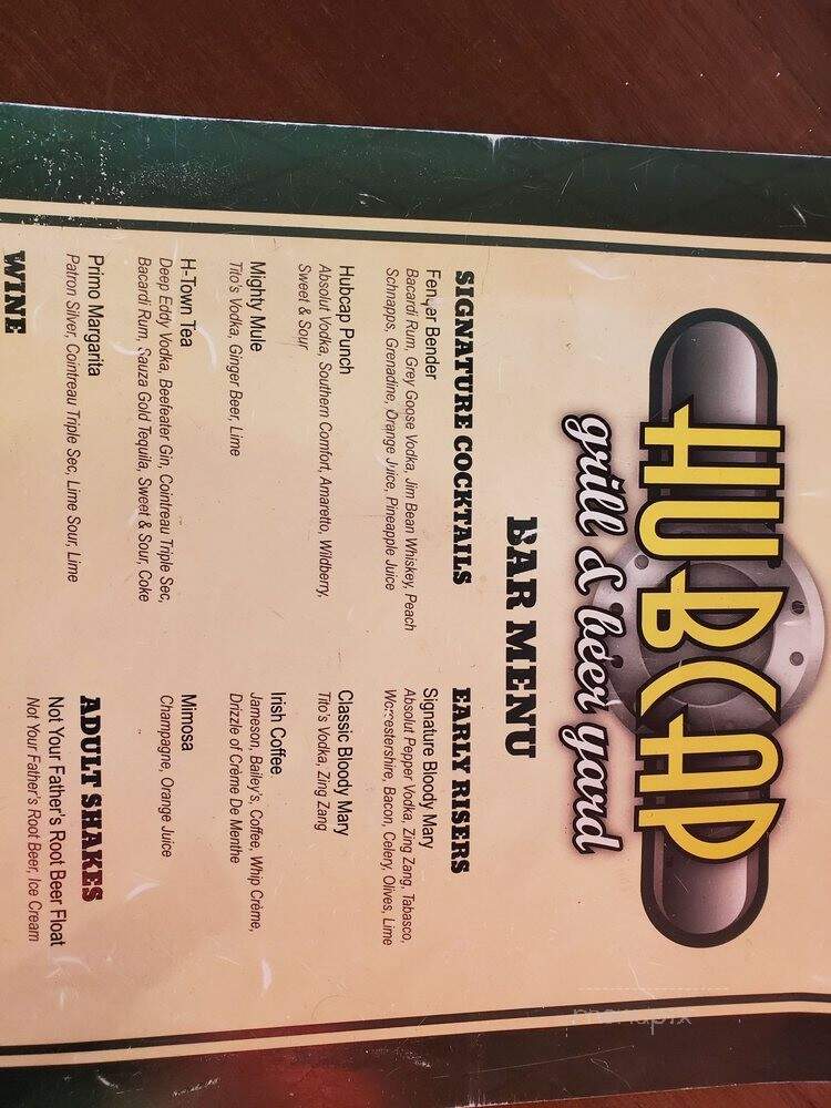 Hubcap Grill & Beer Yard - Houston, TX menu_pic